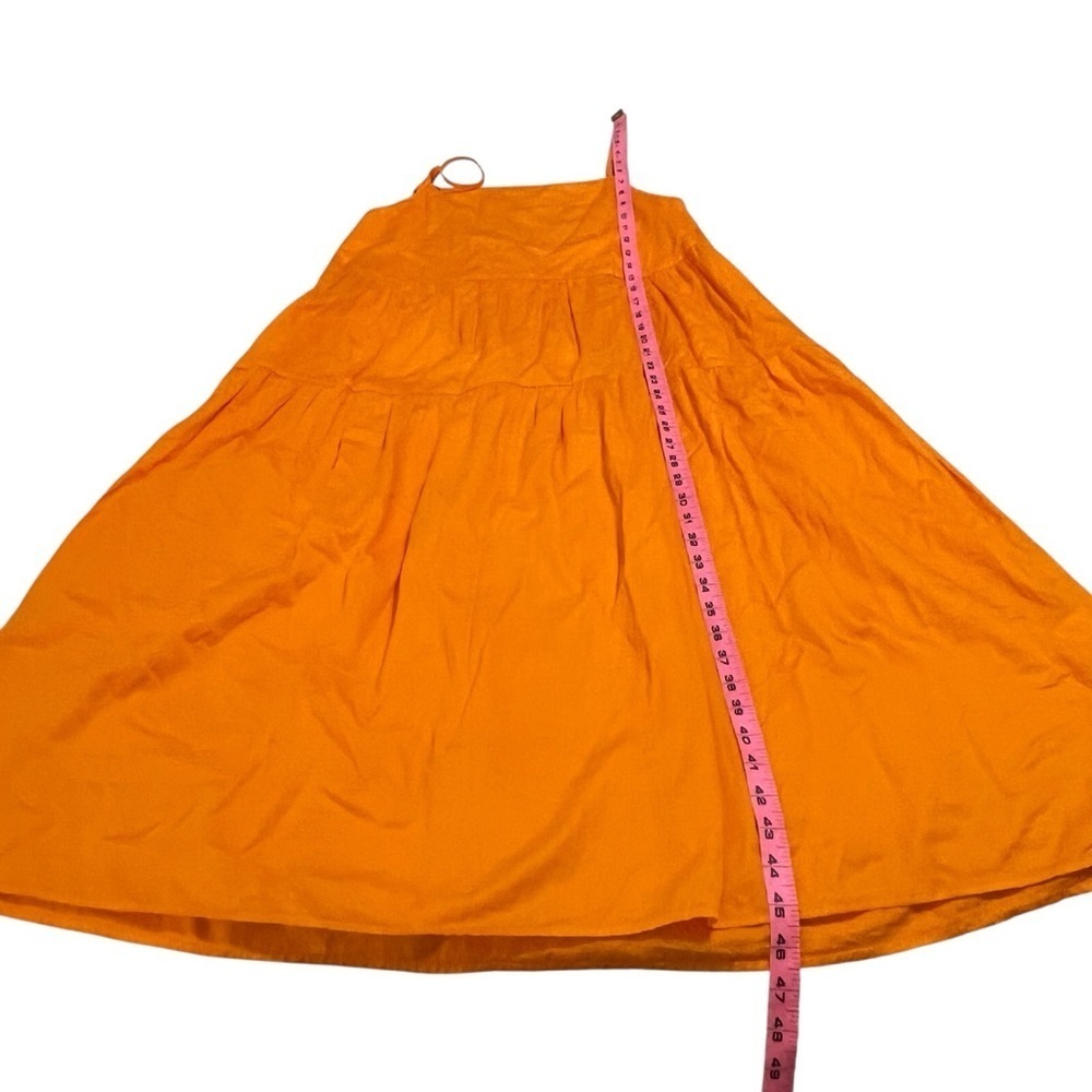 Enza Costa Cool Cotton Tiered Dress Papaya Orange Midi Size Small $268 - Picture 10 of 12